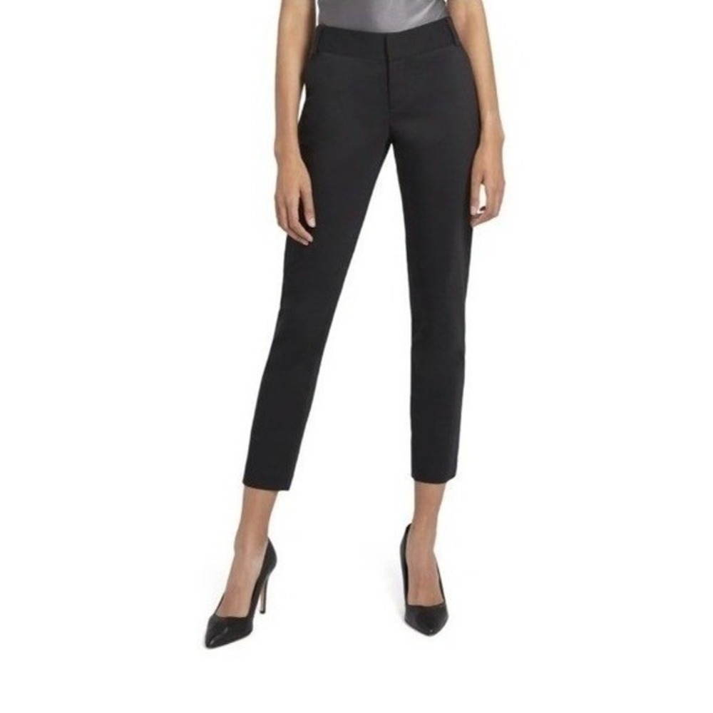 Alice + Olivia Classics Slim Cropped Pants Women 2 Black Cotton Stretch Office